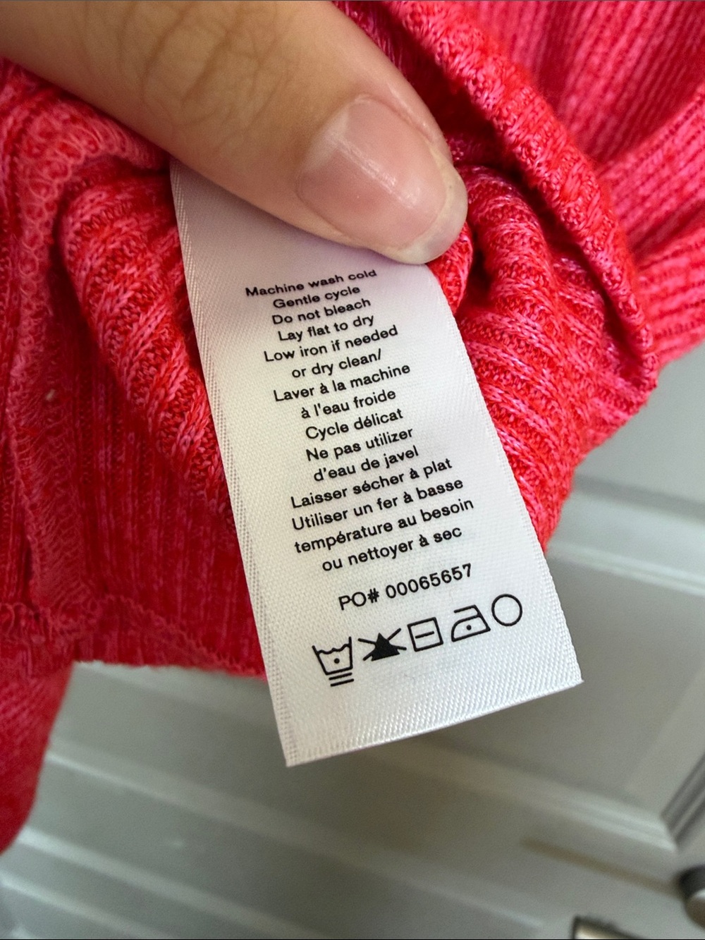rag & bone Bright Pink Ribbed Button-Front Crop Top - Picture 5 of 5